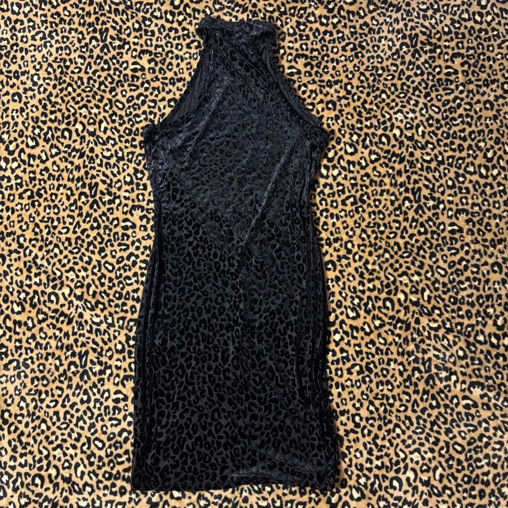 Fashion Nova Black Velvet Halter Dress